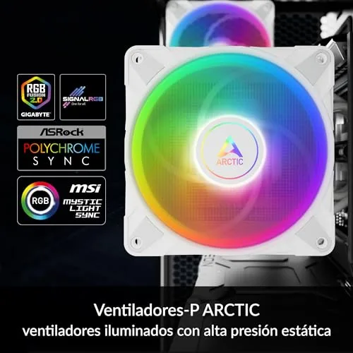 ARCTIC ▫️ Freezer 36 A-RGB - Ventilador de CPU de torre única com configuração Push-Pull, duas ventoinhas P de 120 mm com pressão otimizada, rolamento fluidodinâmico, 200-2000 RPM, 4 tubos de calor, inclui MX-6 - Branco 7