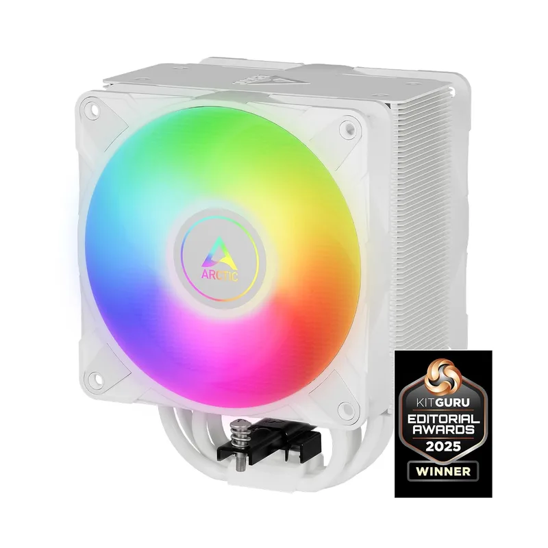 ARCTIC ▫️ Freezer 36 A-RGB - Ventilador de CPU de torre única com configuração Push-Pull, duas ventoinhas P de 120 mm com pressão otimizada, rolamento fluidodinâmico, 200-2000 RPM, 4 tubos de calor, inclui MX-6 - Branco