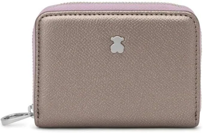 TOUS ▫️ Carteira média Silver, para senhora, medidas 8 x 11 x 3 cm, nova coleção Dubai Saffiano