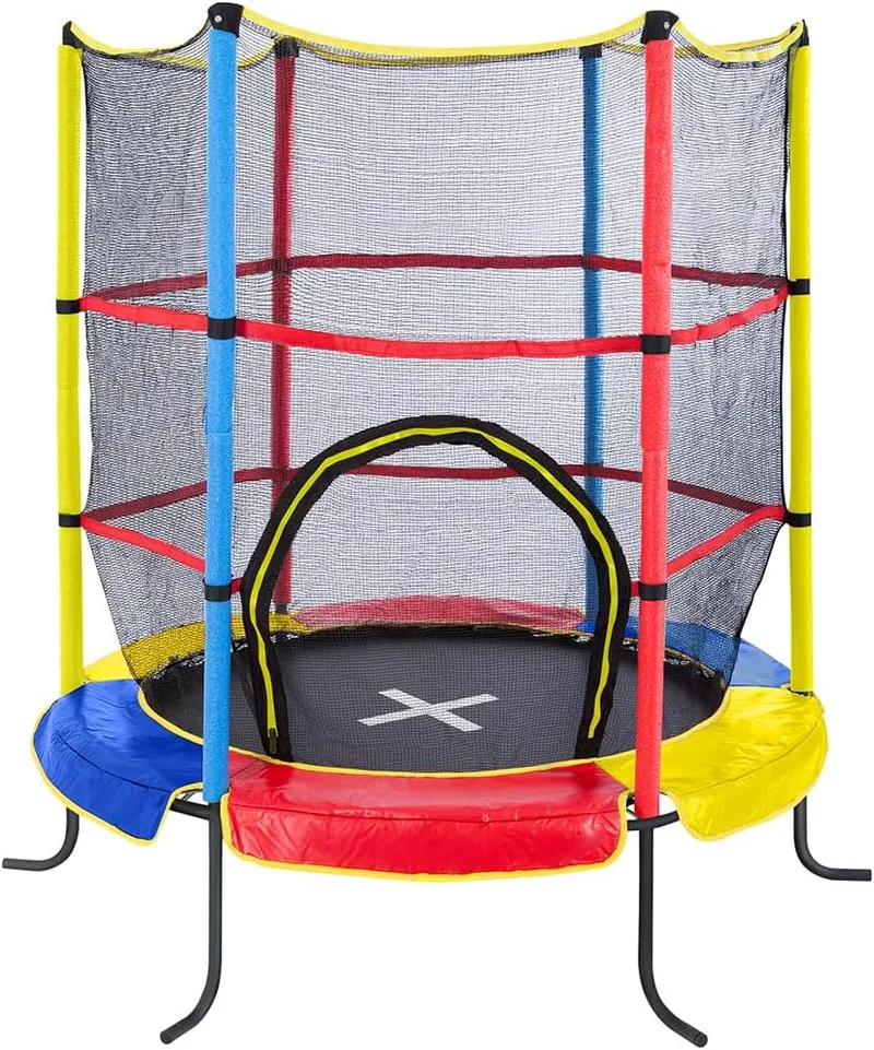 Ultrasport ▫️ Trampolim exterior e interior para crianças Jumper 140 cm até 50 kg com rede de segurança, almofadas, kit de montagem I Trampolins para crianças