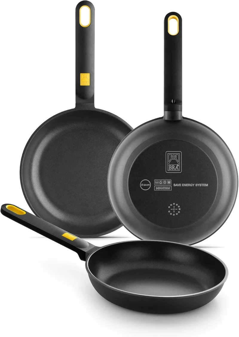 BRA ▫️ Daily Pro | Conjunto de 3 frigideiras de alumínio fundido 20-24 - 28 cm antiaderentes