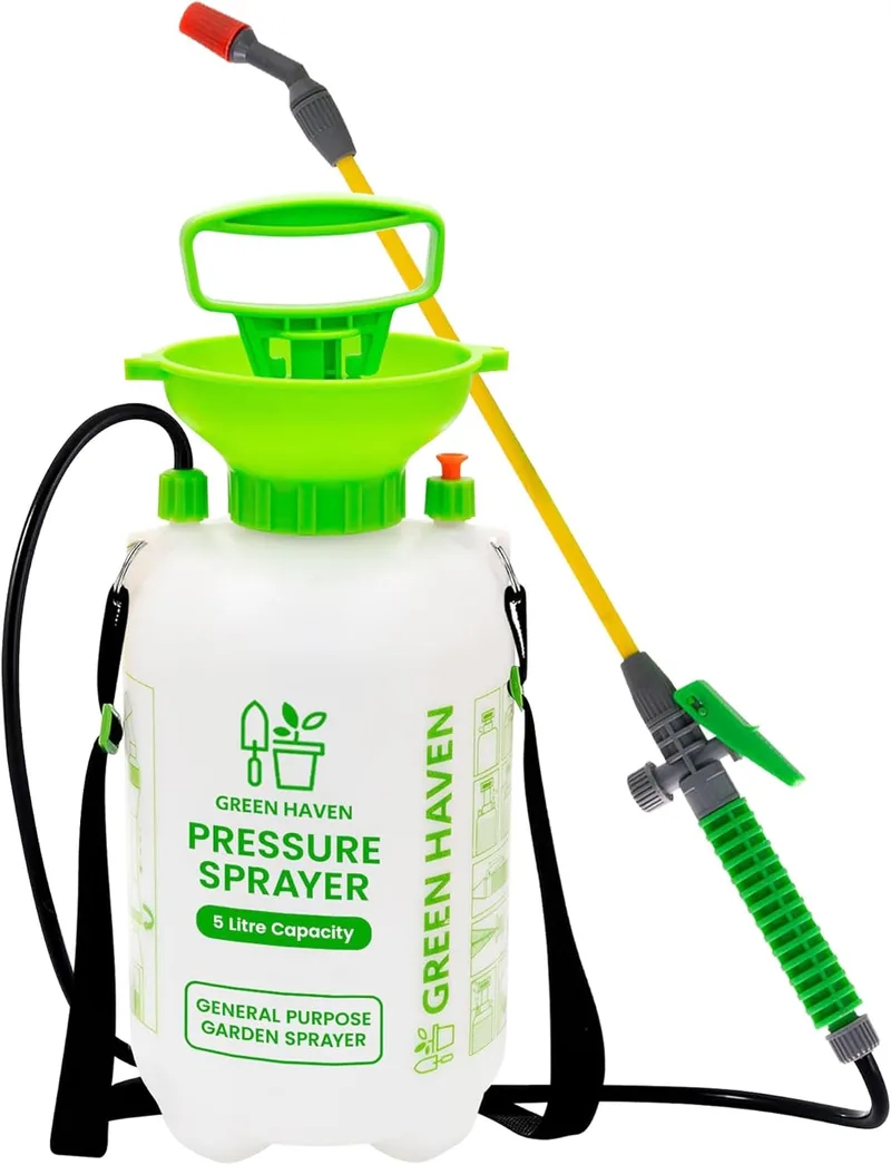 Green Haven ▫️ Pulverizador de pressão de 5 litros, com alça de transporte ajustável e alça de transporte, para limpeza de herbicidas