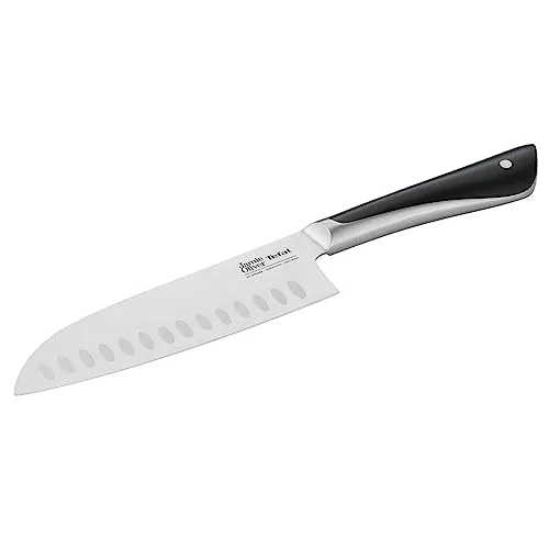 Tefal ▫️ Jamie Oliver by K26715 - Faca Santoku (16,5 cm, alto desempenho de corte, design distinto, lâminas resistentes e duradouras, aço inoxidável), cor preta 2