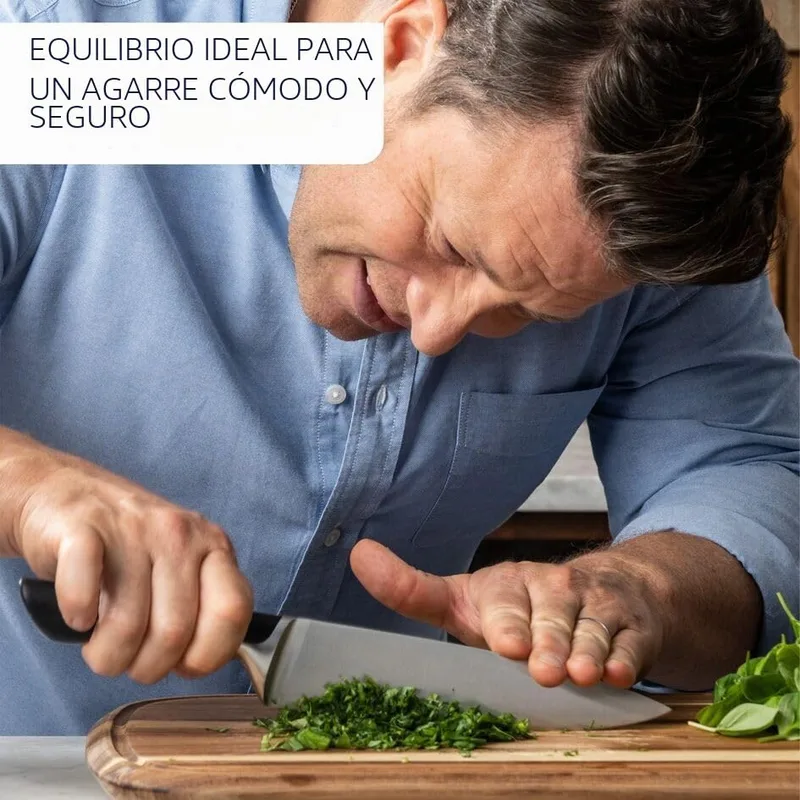 Tefal ▫️ Jamie Oliver by K26715 - Faca Santoku (16,5 cm, alto desempenho de corte, design distinto, lâminas resistentes e duradouras, aço inoxidável), cor preta 4