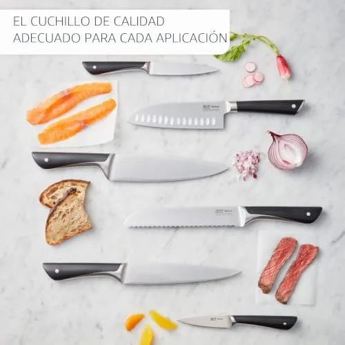 Tefal ▫️ Jamie Oliver by K26715 - Faca Santoku (16,5 cm, alto desempenho de corte, design distinto, lâminas resistentes e duradouras, aço inoxidável), cor preta 7