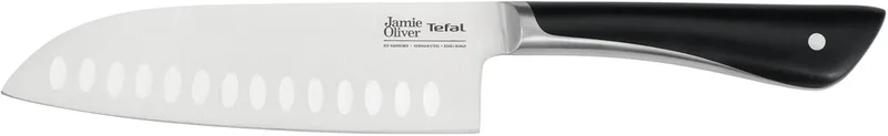 Tefal ▫️ Jamie Oliver by K26715 - Faca Santoku (16,5 cm, alto desempenho de corte, design distinto, lâminas resistentes e duradouras, aço inoxidável), cor preta