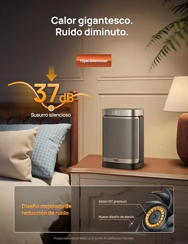 DREO ▫️ Aquecedor Atom One, 3 modos, 3 velocidades, oscilação de 70°, aquecedor cerâmico PTC com termóstato, temporizador de 1 a 12 horas, comando à distância, modo ECO – poupança de energia 4