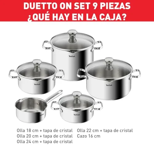 Tefal ▫️ Duetto On - Conjunto de 5 peças + 3 acessórios, aço inoxidável 2