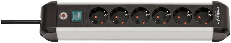 Brennenstuhl ▫️ Premium-ALU-Line: extensão com 6 tomadas/extensão em alumínio (extensão com interruptor, cabo de 3 m, fabricada na Alemanha)