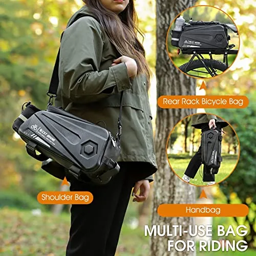 West Biking ▫️ Saco para porta-bagagens de bicicleta, 8,6 L, com fecho duplo resistente à água, alforje traseiro impermeável, saco de carga com correia e capa de chuva, para ciclismo 7