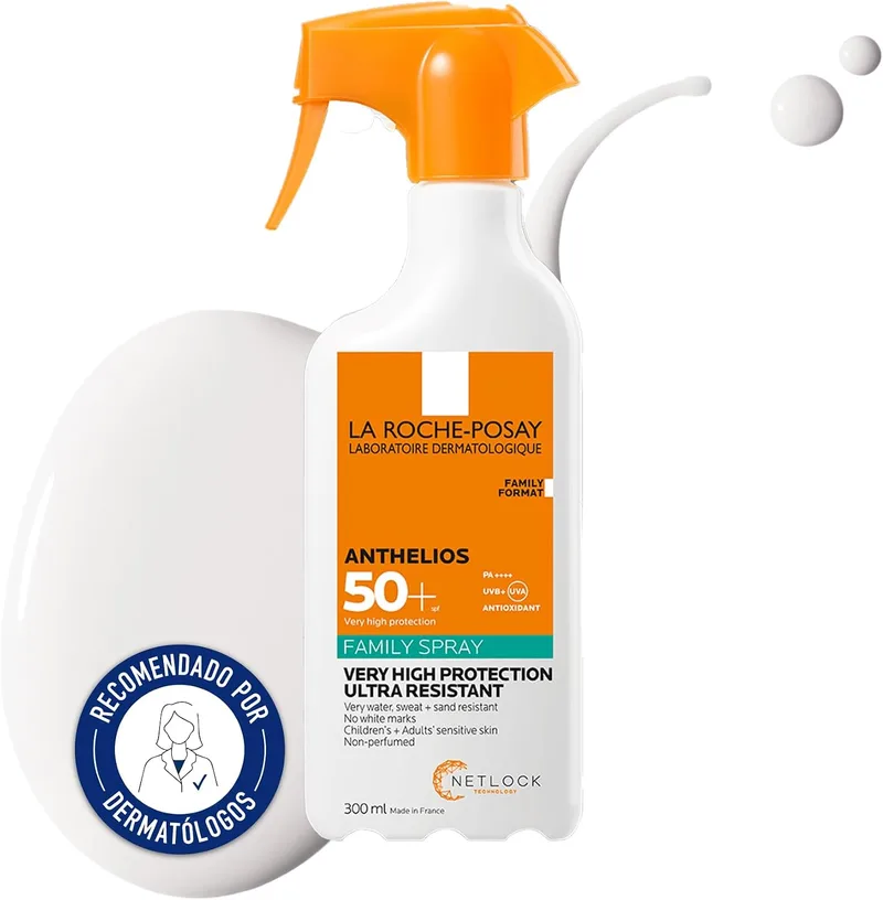 La Roche-Posay ▫️ Spray Invisível para a Família, Protetor Solar com FPS 50+, Previne o Stress Oxidativo, Resistente à Água, ao Suor e à Areia, Fórmula com Água Termal, Anthelios, 300 ml