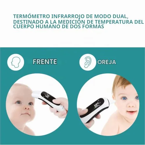 SOLMIRA ▫️ Termómetro de infravermelhos FC-IR105, sem contacto, medição em 1 segundo, precisão de ±0,2 °C, modo frente/ouvido/objetos, memória para 35 leituras, pilhas e bolsa incluídas, branco 3