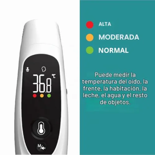 SOLMIRA ▫️ Termómetro de infravermelhos FC-IR105, sem contacto, medição em 1 segundo, precisão de ±0,2 °C, modo frente/ouvido/objetos, memória para 35 leituras, pilhas e bolsa incluídas, branco 5