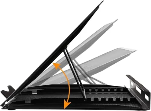 Amazon Basics ▫️ Suporte Ergonómico Ventilado para Portátil, Ajustável em 7 Níveis, Malha de Aço para Arrefecimento, para Visualização e Digitação Básica, Compatível com Portáteis de 10 a 17,3 polegadas, Preto 3