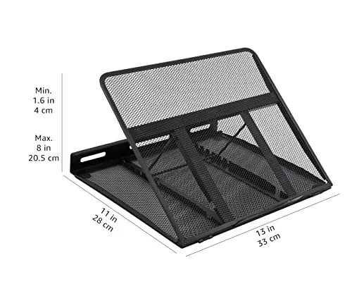 Amazon Basics ▫️ Suporte Ergonómico Ventilado para Portátil, Ajustável em 7 Níveis, Malha de Aço para Arrefecimento, para Visualização e Digitação Básica, Compatível com Portáteis de 10 a 17,3 polegadas, Preto 6