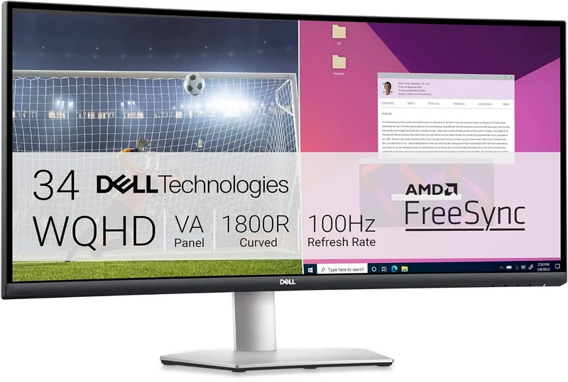 Dell ▫️ Monitor de 34 polegadas com USB-C - S3423DWC, WQHD (3440x1440), 100 Hz, VA, 4 ms