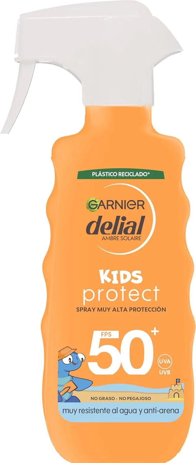 Garnier ▫️ Delial Crianças Hydra 24h Protect - Protetor Solar em Spray FPS 50+. Proteção muito elevada. Resistente à água e à areia. Para crianças. Testado sob controlo pediátrico. 270 ml