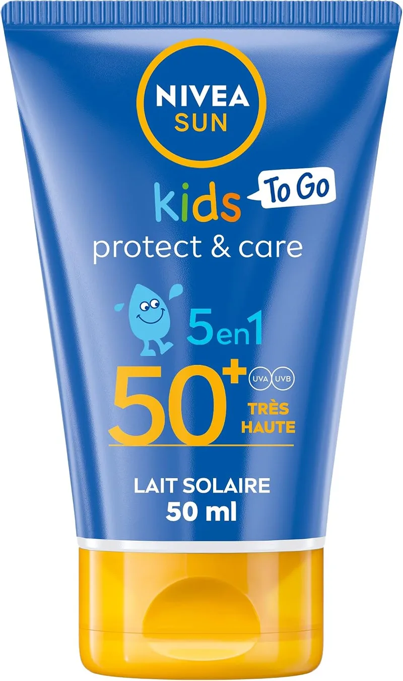 NIVEA SUN ▫️ Protect & Play - Loção solar infantil FPS 50+ em embalagem de viagem (1 x 50 ml), protetor solar resistente à água, proteção solar formulada para a pele