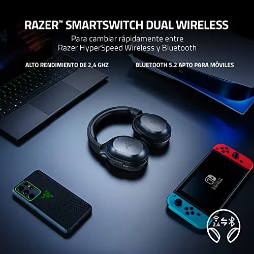 Razer ▫️ Barracuda X - Auscultadores sem fios para telemóvel e jogos multiplataforma (SmartSwitch Dual Wireless, design ergonómico, diafragmas TriForce de 40 mm, microfone cardioide) Preto 2