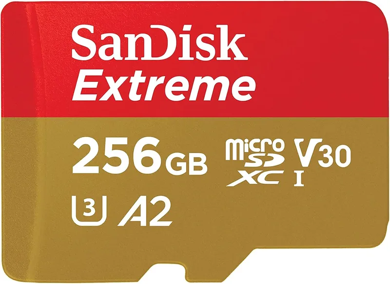 SANDISK ▫️ Cartão Micro SDXC Extreme de 256 GB + adaptador SD (para smartphones, câmaras de ação, drones) V30, até 190 MB/s, RescuePRO Deluxe, A2 C10 U3 UHS-I