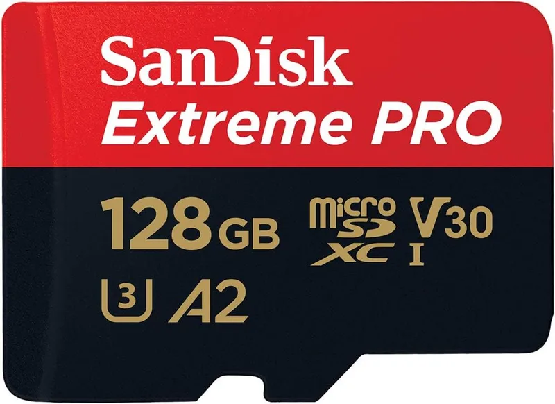 SanDisk ▫️ Cartão microSDXC Extreme PRO 128GB + Adaptador SD + RescuePro Deluxe, até 200 MB/s, com desempenho de aplicação UHS-I Classe 10 U3 V30 Classe A2