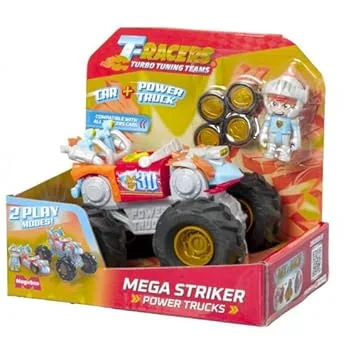 T-RACERS Power Truck Mega Striker - Super veículo com 1 condutor exclusivo e 1 veículo exclusivo. Compatível com outros carros T-Racers