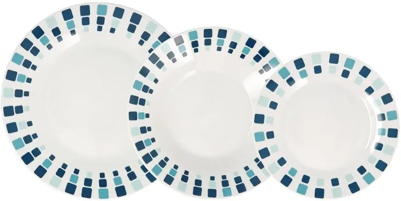 Quid ▫️ Conjunto de louça de porcelana Simetric, 18 peças – para 6 pessoas, branco, modelo único