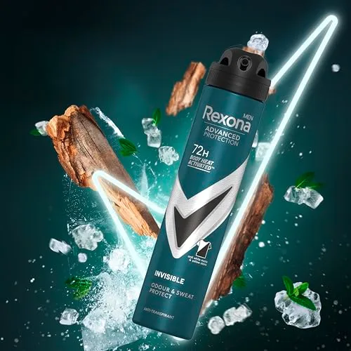 Rexona ▫️ Desodorizante em Aerossol Proteção Avançada 72h Invisible Black & White Antitranspirante para homem 200 ml - Embalagem de 6 5