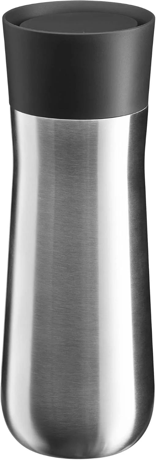 WMF ▫️ Caneca térmica Impulse, 350 ml, com fecho automático, abertura de 360°, mantém as bebidas quentes durante 8 horas ou frias durante 12 horas, cor prateada