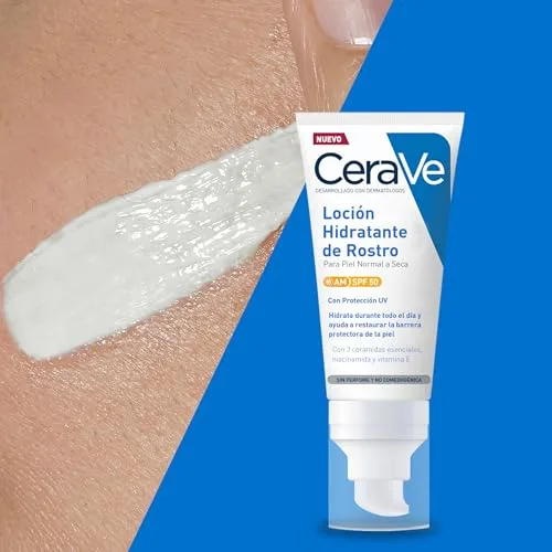 CeraVe ▫️ Loção Hidratante Facial FPS 50, Para Pele Normal a Seca, Hidratação e Elevada Proteção Contra os Raios UVB/UVA, Enriquecida com Ceramidas, 52 ml 4