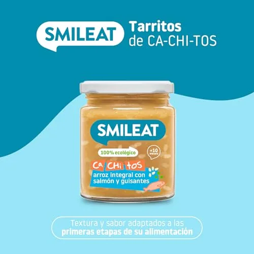 Smileat ▫️ Cachitos de Arroz Integral, Salmão e Ervilhas, Embalagem de 12 x 220 g 2