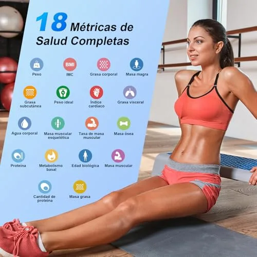 Healthkeep ▫️ Balança de casa de banho inteligente com 8 elétrodos, balança de bioimpedância de precisão, balanças digitais de casa de banho, 18 medições essenciais, compatível com Android e iOS 2