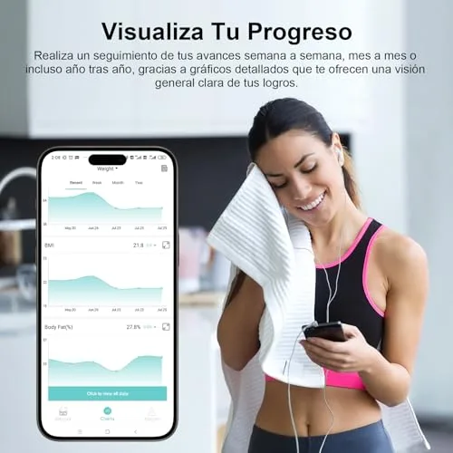 Healthkeep ▫️ Balança de casa de banho inteligente com 8 elétrodos, balança de bioimpedância de precisão, balanças digitais de casa de banho, 18 medições essenciais, compatível com Android e iOS 5
