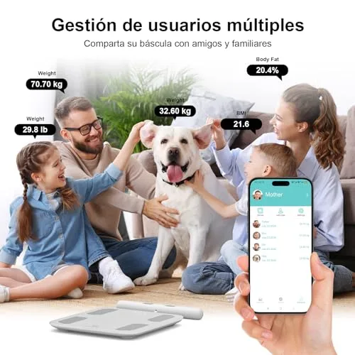 Healthkeep ▫️ Balança de casa de banho inteligente com 8 elétrodos, balança de bioimpedância de precisão, balanças digitais de casa de banho, 18 medições essenciais, compatível com Android e iOS 7