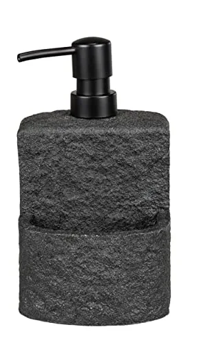 Wenko ▫️ Dispensador de detergente Festival Stone, dispensador de sabão recarregável com aspeto de pedra, em poliresina, para cozinha, compartimento extra para esponja de esfregar, capacidade de 380 ml, 10,5 x 18 x 11 cm 7