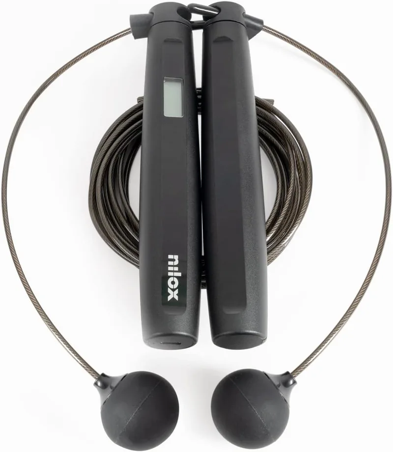 Nilox ▫️ Smart Rope - Corda de saltar inteligente sem fios com três modos de salto, ecrã LCD retroiluminado com contador de saltos e contagem de calorias queimadas, também disponível em
