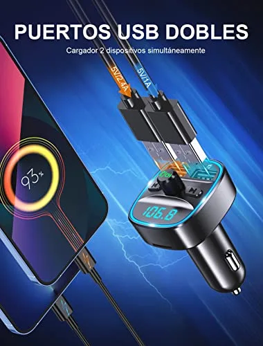 Mohard ▫️ Transmissor FM Bluetooth para carro com duas portas USB (5 V/2,4 A e 1 A) 2