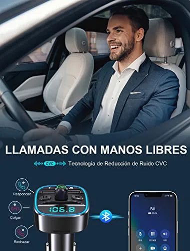 Mohard ▫️ Transmissor FM Bluetooth para carro com duas portas USB (5 V/2,4 A e 1 A) 3