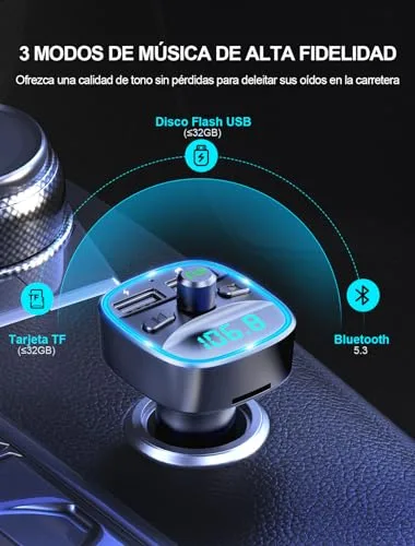 Mohard ▫️ Transmissor FM Bluetooth para carro com duas portas USB (5 V/2,4 A e 1 A) 4