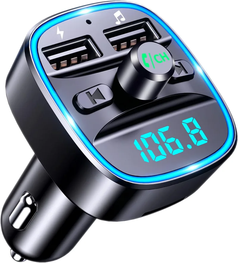 Mohard ▫️ Transmissor FM Bluetooth para carro com duas portas USB (5 V/2,4 A e 1 A)
