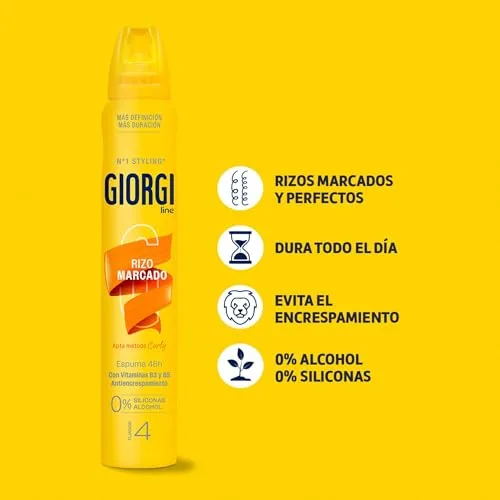 Giorgi Line ▫️ Espuma para Cachos Marcados 24H, Fixação 4, Método Curly - 250 ml 3