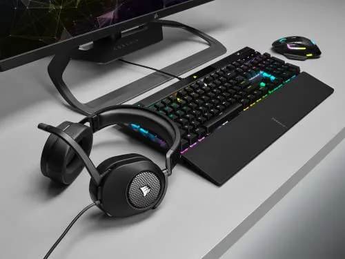 Corsair ▫️ Auscultadores para jogos HS65 SURROUND (Som envolvente Dolby Audio 7.1 em PC e Mac, microfone omnidirecional, tecnologia SoundID da SonarWorks, controlo de volume de fácil acesso) Carvão 2