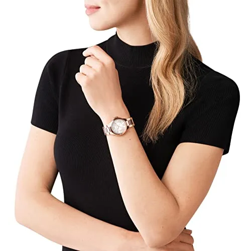 Michael Kors ▫️ Relógio Camille para mulher, movimento cronógrafo de quartzo de 33 mm com bracelete em aço inoxidável 5