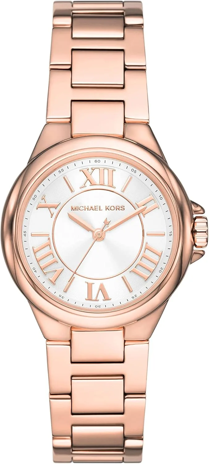 Michael Kors ▫️ Relógio Camille para mulher, movimento cronógrafo de quartzo de 33 mm com bracelete em aço inoxidável