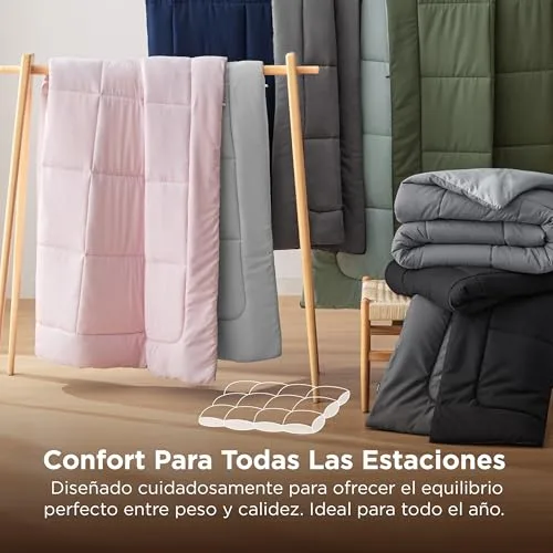 Bedsure ▫️ Edredão Nórdico para Cama 135/150 - Edredão Nórdico 220x240, Cinza Claro 4