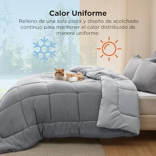 Bedsure ▫️ Edredão Nórdico para Cama 135/150 - Edredão Nórdico 220x240, Cinza Claro 5