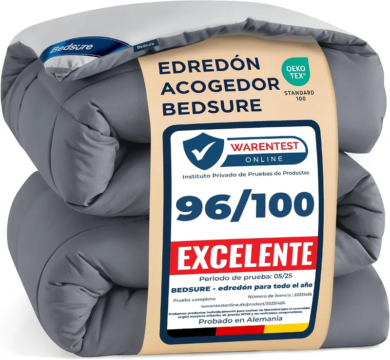 Bedsure ▫️ Edredão Nórdico para Cama 135/150 - Edredão Nórdico 220x240, Cinza Claro