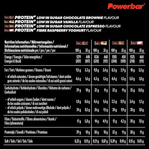 PowerBar ▫️ Protein Plus - Caixa com vários sabores e baixo teor de açúcar - 16x35 g - Barras proteicas com fibra 2