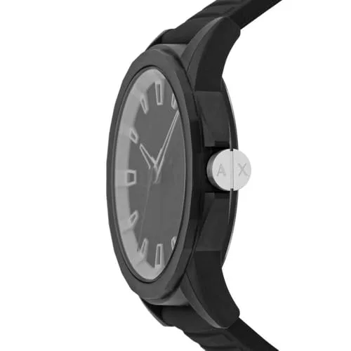 Armani Exchange ▫️ Relógio de homem movimento de quartzo com três ponteiros e caixa de 44 mm com bracelete em silicone 3