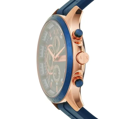 Armani Exchange ▫️ Relógio de homem movimento cronógrafo de quartzo e caixa de 46 mm com bracelete em silicone 3